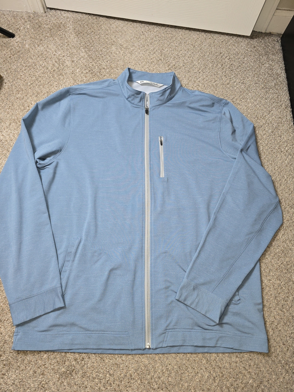 Travis Mathew Light Blue Collared Zip Up Jacket Size XXL